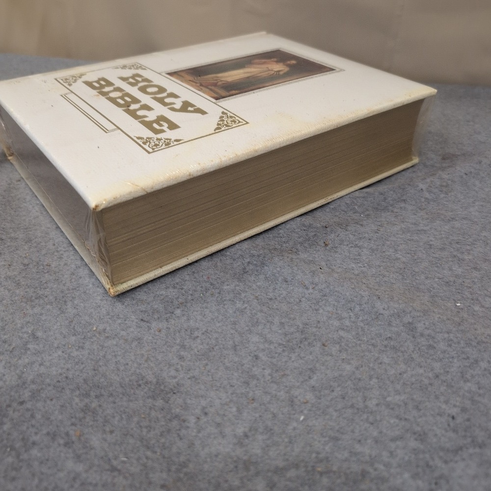 Cornerstone Holy Bible White Hardcover Gold Lettering Illustrated Jesus Cover - Picture 4 of 6